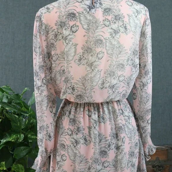 Misa Los Angeles Dress Womens M Smocked Blouson Pink Boho Chic Midi - Picture 8 of 16